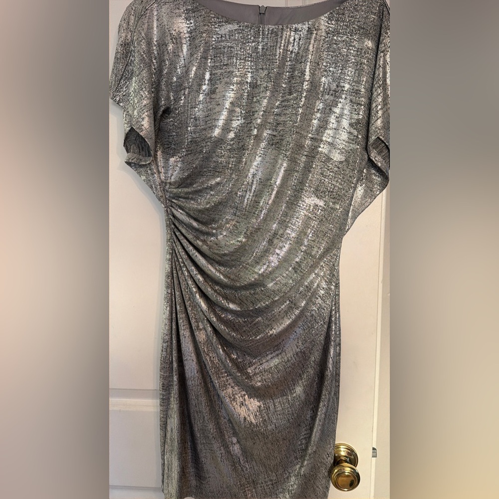 Vince Camuto Metallic Silver Asymmetrical Dress